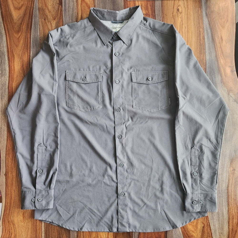 Columbia Men's XL Button Down Shirt Gray Lightweight GUC Comfortable